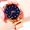 Image of Luxury Starry Sky Women Watches Rose Gold Bracelet Magnet Mesh Band Rhinestones Quartz Wristwatch Ladies Female Diamond Watch