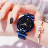 Image of Luxury Starry Sky Women Watches Rose Gold Bracelet Magnet Mesh Band Rhinestones Quartz Wristwatch Ladies Female Diamond Watch