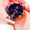 Image of Luxury Starry Sky Women Watches Rose Gold Bracelet Magnet Mesh Band Rhinestones Quartz Wristwatch Ladies Female Diamond Watch