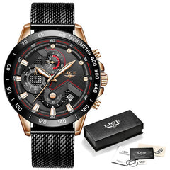 LIGE  Watches +Top Brand+Luxury  Blue Watch Men Waterproof Sport Chronograph Relogio Masculino