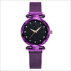 Image of Luxury Women Watch Fashion Elegant Magnet Buckle Vibrato Purple Ladies Wristwatch Starry Sky Roman Numeral Gift Clock