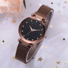 Luxury Watches Steel+Strip Magnetic Starry Sky Watch+Gift Ladies Quartz Wristwatch