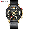 Image of Men Blue Top Brand +Luxury Military Leather Wrist Watch Man Clock Fashion Chronograph Wristwatch