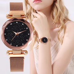 Mesh Magnet+Buckle Starry Sky+Casual Luxury+Geometric Surface Quartz Watches