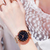 Image of Rose+Gold+Mesh Magnet+Buckle Starry Quartz Watch=Geometric Surface+Casual Women