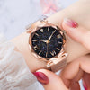 Image of Rose+Gold+Mesh Magnet+Buckle Starry Quartz Watch=Geometric Surface+Casual Women