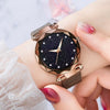 Image of Rose+Gold+Mesh Magnet+Buckle Starry Quartz Watch=Geometric Surface+Casual Women