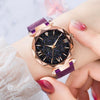 Image of Rose+Gold+Mesh Magnet+Buckle Starry Quartz Watch=Geometric Surface+Casual Women