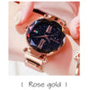 Image of Rose+Gold+Mesh Magnet+Buckle Starry Quartz Watch=Geometric Surface+Casual Women