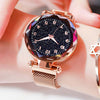 Image of Luxury Starry Sky Women Watches Rose Gold Bracelet Magnet Mesh Band Rhinestones Quartz Wristwatch Ladies Female Diamond Watch