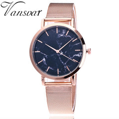 Vansvar Brand+Fashion Silver+Gold Mesh Band Creative Marble Wrist