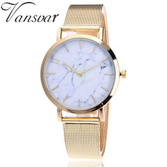 Vansvar Brand+Fashion Silver+Gold Mesh Band Creative Marble Wrist