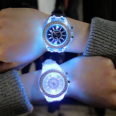 led Flash Luminous Watch+Personality trends+jellies woman