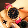 Image of Luxury Starry Sky Watch For Women+Fashion Ladies Quartz Wristwatch Red Leather Waterproof Clock relogio feminino zegarek damski