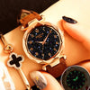 Image of Luxury Starry Sky Watch For Women+Fashion Ladies Quartz Wristwatch Red Leather Waterproof Clock relogio feminino zegarek damski