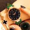 Image of Luxury Starry Sky Watch For Women+Fashion Ladies Quartz Wristwatch Red Leather Waterproof Clock relogio feminino zegarek damski