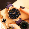 Image of Luxury Starry Sky Watch For Women+Fashion Ladies Quartz Wristwatch Red Leather Waterproof Clock relogio feminino zegarek damski