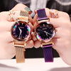 Image of Luxury Women Watches Fashion Elegant Magnet Buckle Vibrato Purple Ladies Wristwatch 2019 New Starry Sky Roman Numeral Gift Clock