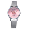 Image of Women's Wristwatches Luxury Silver Popular Pink Dial Flowers Metal Ladies Bracelet Quartz Clock Fashion Wrist Watch 2019 Top