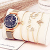 Image of 5pc/set Luxury Brand Women Watches Starry Sky Magnet Watch Buckle Fashion Casual Female Wristwatch Roman Numeral Simple Bracelet