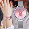 Image of Women's Wristwatches Luxury Silver Popular Pink Dial Flowers Metal Ladies Bracelet Quartz Clock Fashion Wrist Watch 2019 Top