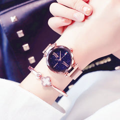 Charming Purple Women Watches Minimalism Casual Starry Sky Lady Wristwatch Magnet buckle Fashion Luxury Brand Female Watch Gift