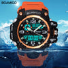 Image of Men Sports Watches BOAMIGO Brand Digital LED Orange Shock Swim Quartz Rubber Wristwatches Waterproof Clock Relogio Masculino